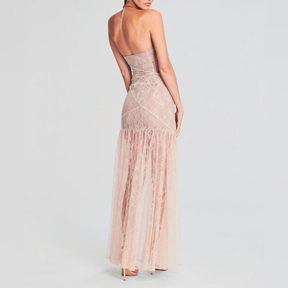 Retrofete Strapless Lace Dress in Blush - Picture 3 of 11